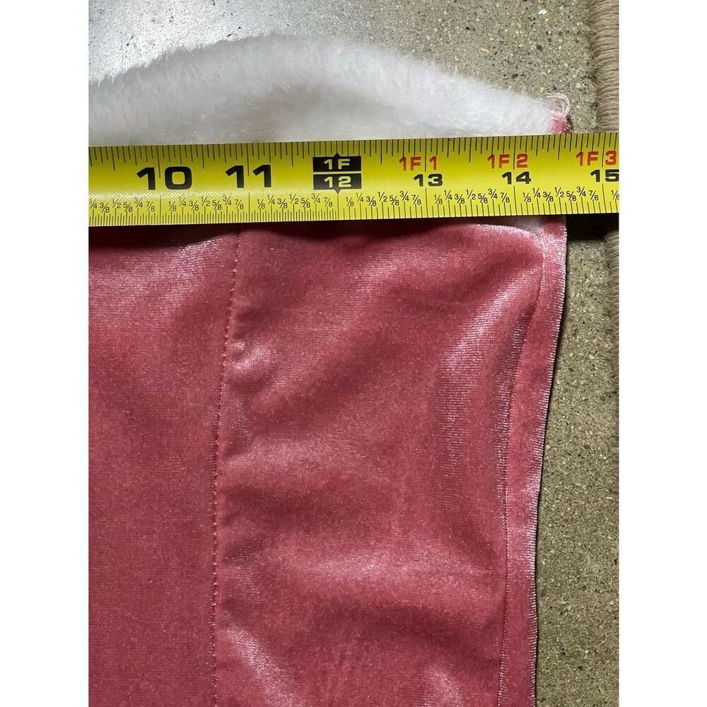 Pink Velvet Faux-Fur Trim Corset Bodice with Fluffy White Collar (Size: Large) - Picture 9 of 12